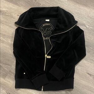 Michael Kors Black Velvet Zip-Up Jacket